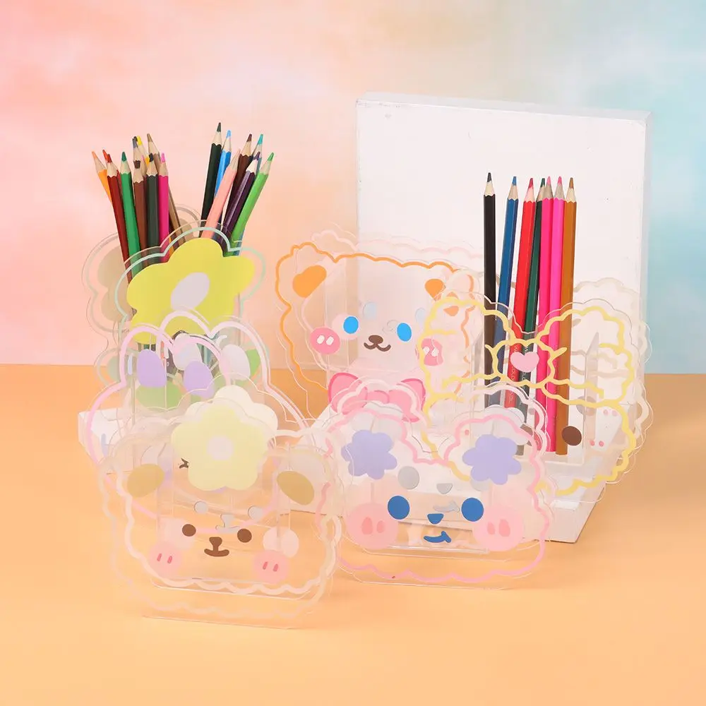 

Multi-function Office Stationery Supplies Transparent Pencil Box Desktop Organizer Pen Holder Cosmetics Storage Case