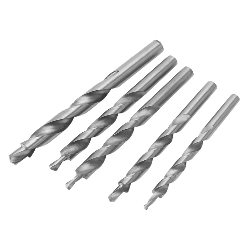 

HOT-5Pcs Woodworking Drill Bit Replacement HSS Twist Step Drill Bit Tool For Manual-Pocket Hole System 4-8/5-9/5-10/6-10/8-12Mm