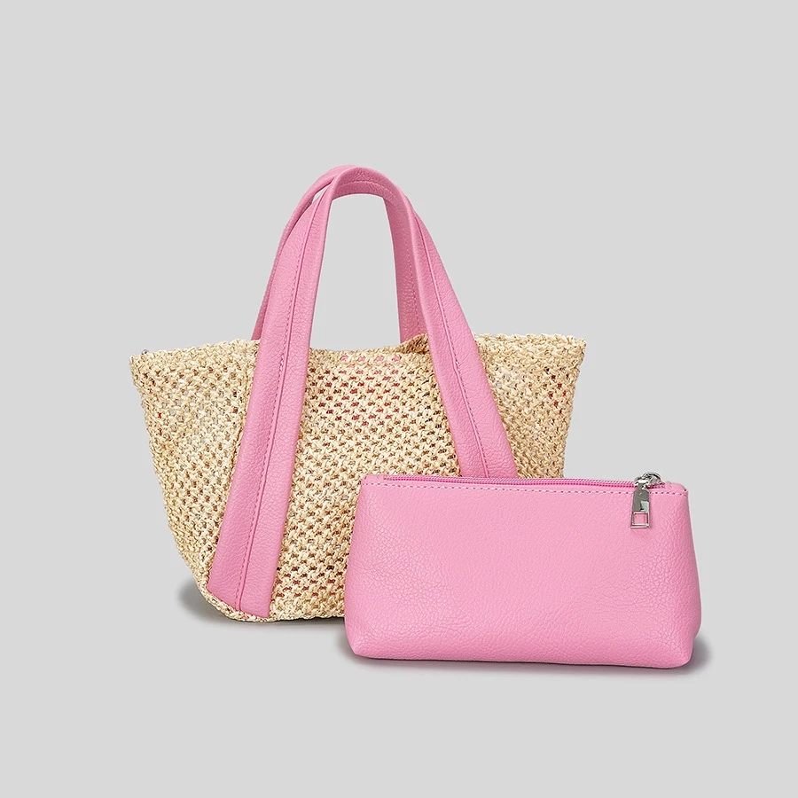 

Модная плетеная дамская сумочка ручной работы, летняя пляжная сумка из искусственной кожи в стиле пэчворк, маленькая сумка-тоут с Бали, женские кошельки 2023