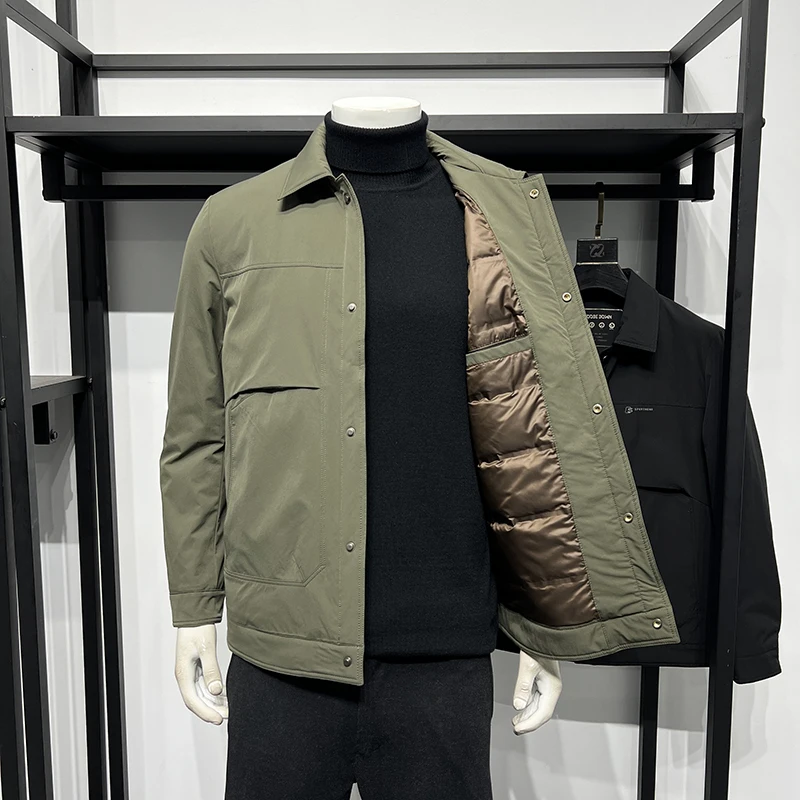 Promotional Lightweight Short Lapel Down jacket Men's Business Casual Thickened Warm Jacket 24 Years Winter