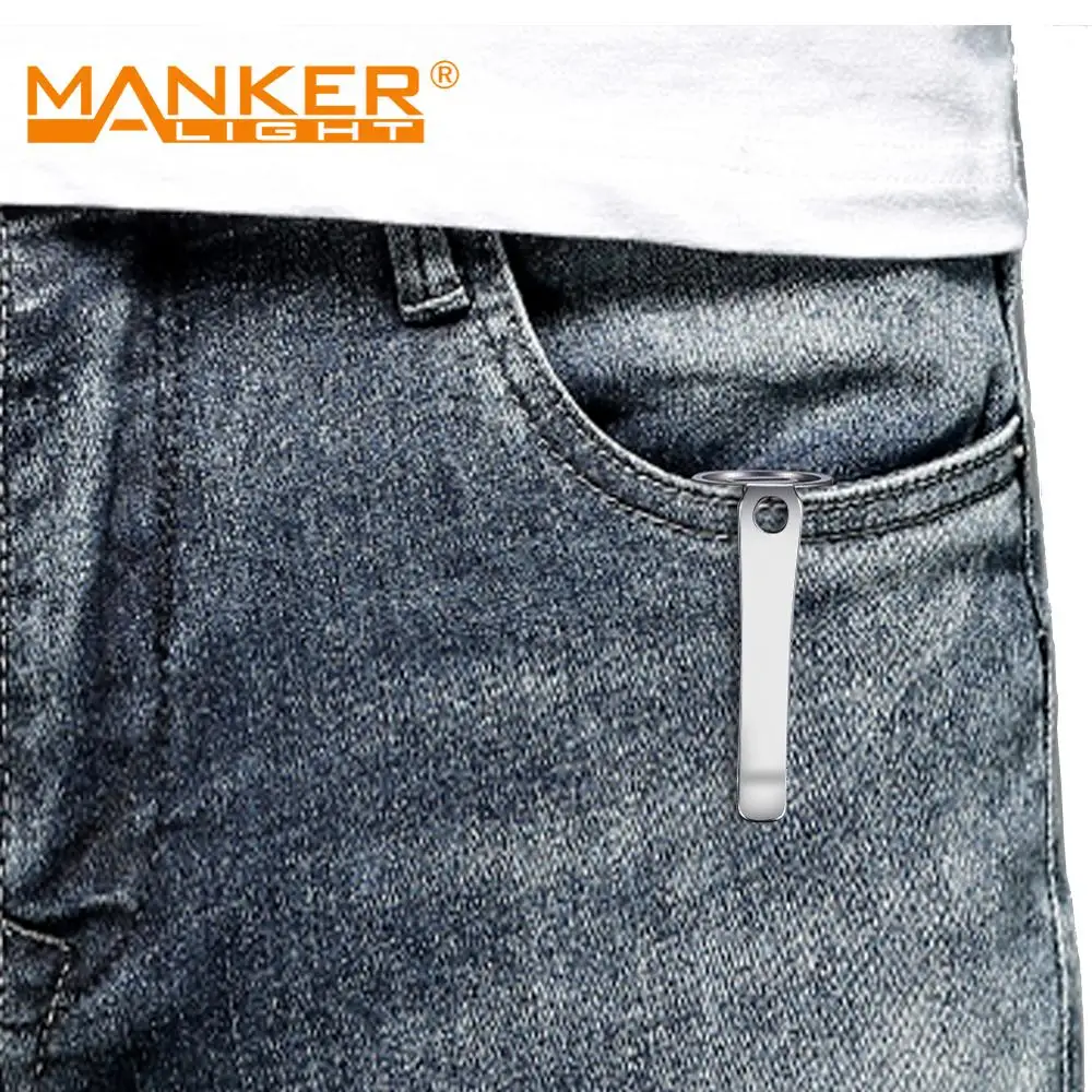 Карманный титановый фонарик Manker E05 Ti 400 люмен AA/14500 со светодиодом NM1 зажим для