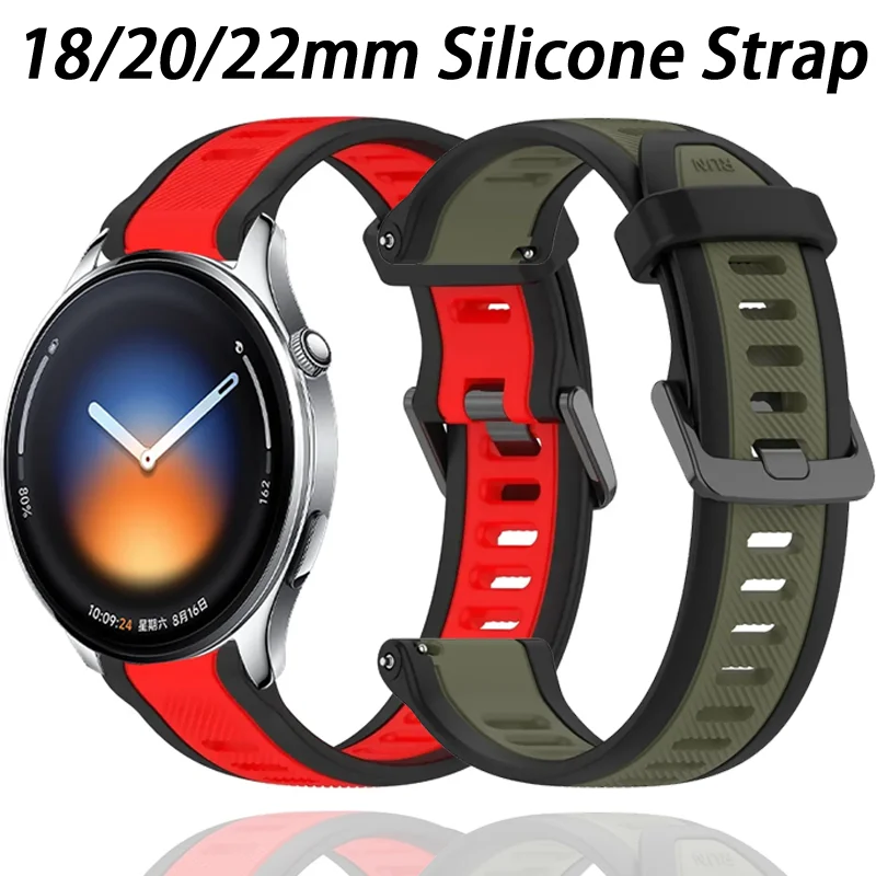 Фото Силиконовый ремешок 18/20/22 мм для Xiaomi Watch 5/S4-3-2-1, браслет для Amazfit Active Max, ремешок для часов OPPP Watch S/X2/X2 Mini/3 43 мм №1