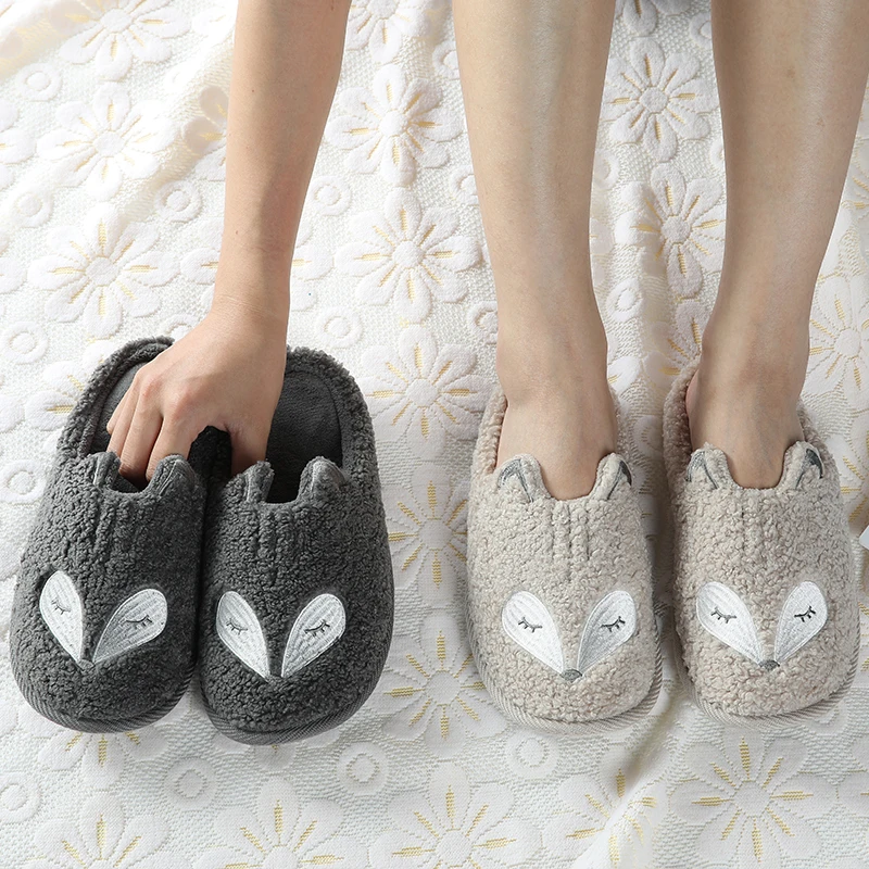 

Shevalues New Plush Slipper For Women Fashion Winter Lovely Fluffy Home Slippers Indoor Cute Catroon Warm Antiskid Furry Slides