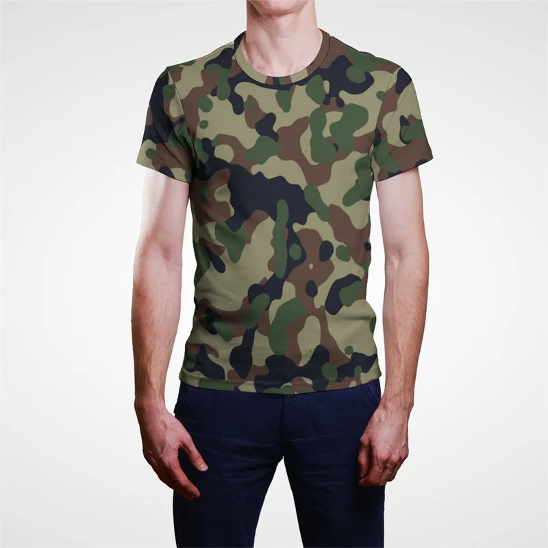 

Camo Camouflage Print O Neck Tshirts Men Military Fans Style Boys Girls Loose Clothes Summer Breathable Short Sleeve Tees Unisex