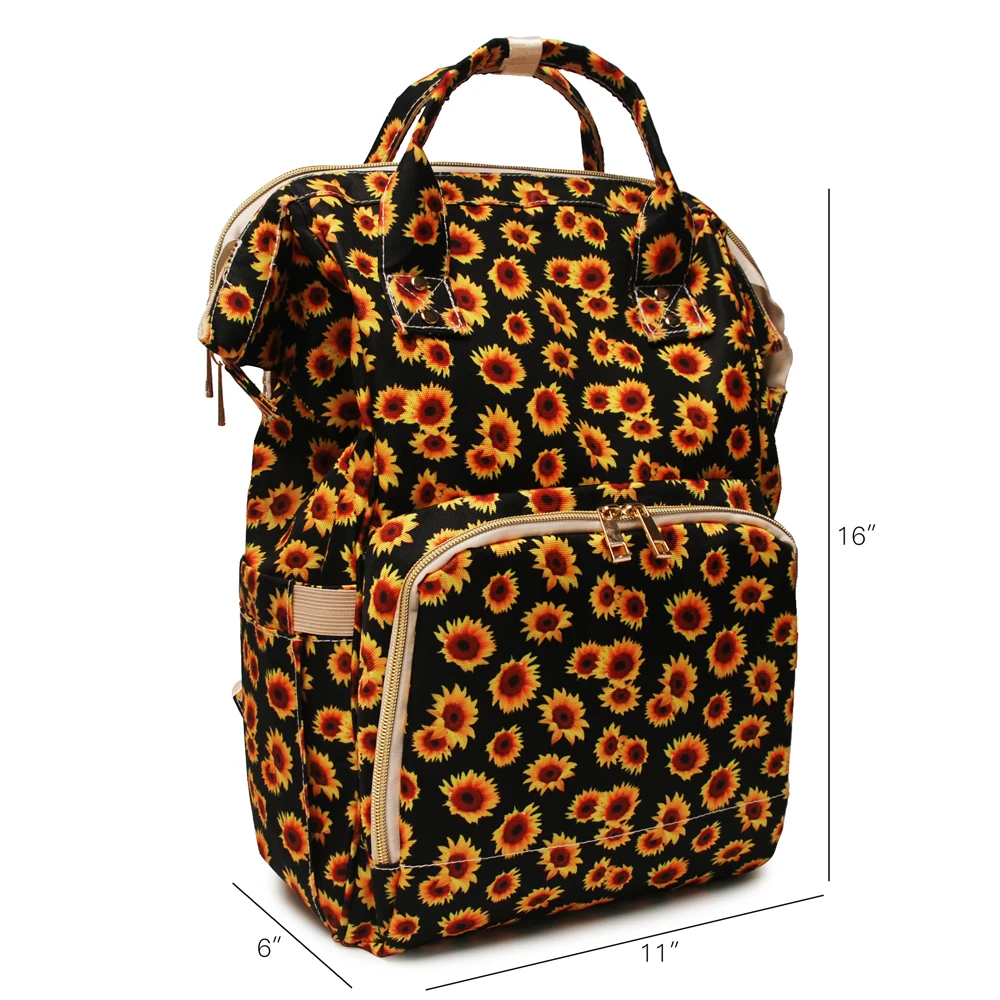 Multifunctional Mom Diaper Backpacks Baby Nappy Bags Sunflower Waterproof Mummy Diaper Bag Large Capacity Backpack For BabyCare