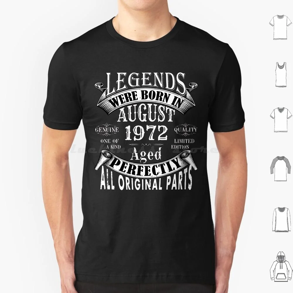 

Футболка с надписью «Легенды родились в августе 1972 года», ограниченная серия, день рождения, винтажная качественная футболка с изображением совершенства, большой размер, 100% хлопок