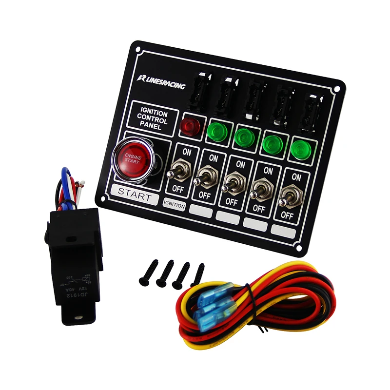 

Racing Switch Panel Race Ignition Accessory Engine Start 5 Switch Lights Fused