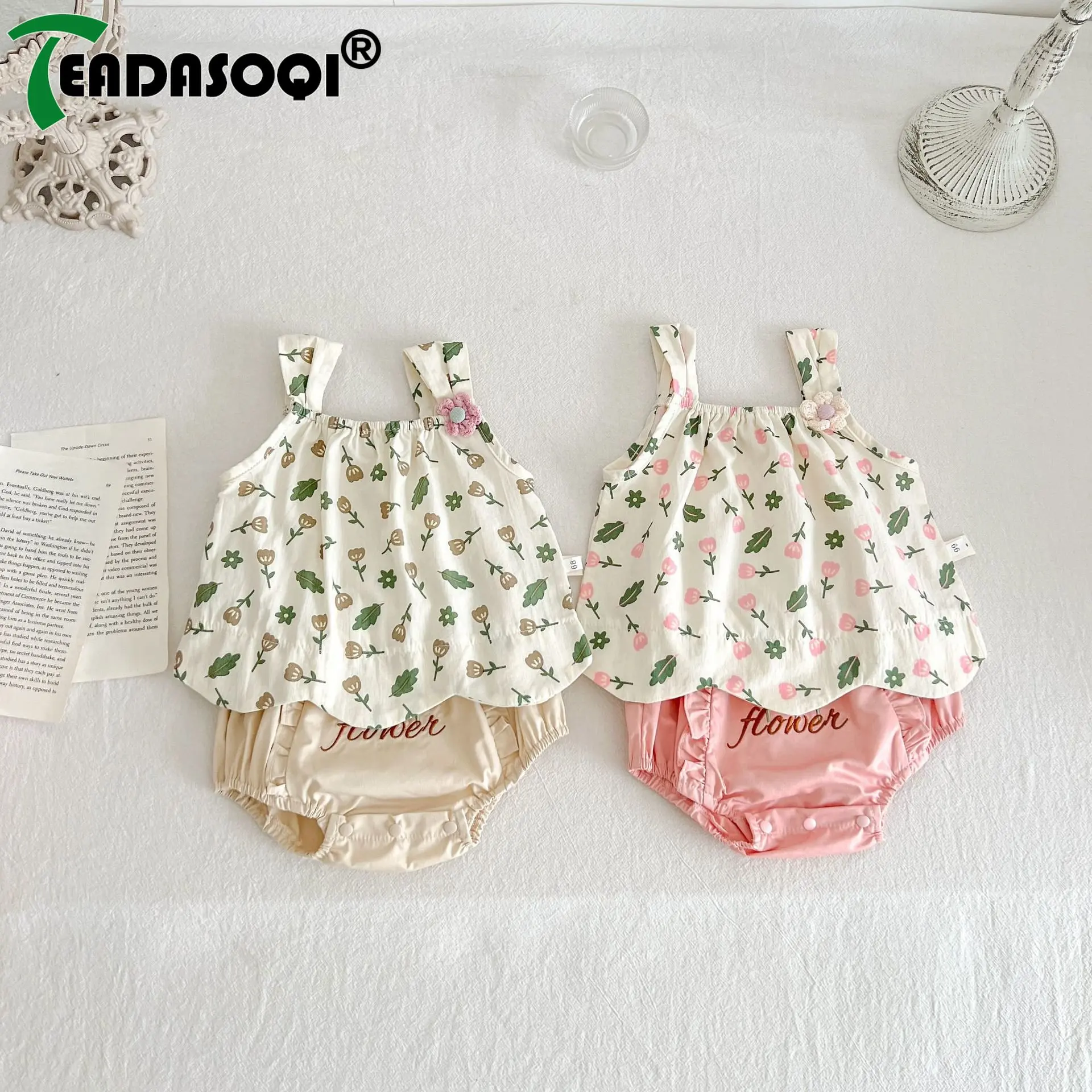 

Peter Pan Collar Shirts Baby Girls fashion Summer Wear - Choose from Rose Top Vest, Embroidered Flower Shorts, Ruched Overalls