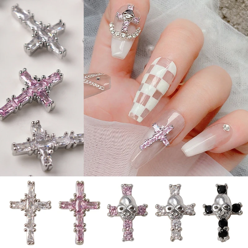 

Роскошные подвески для ногтей с крестом, 3 шт., ювелирные изделия для дизайна ногтей, блестящие циркониевые бриллиантовые подвески для ногтей, аксессуары для ногтей