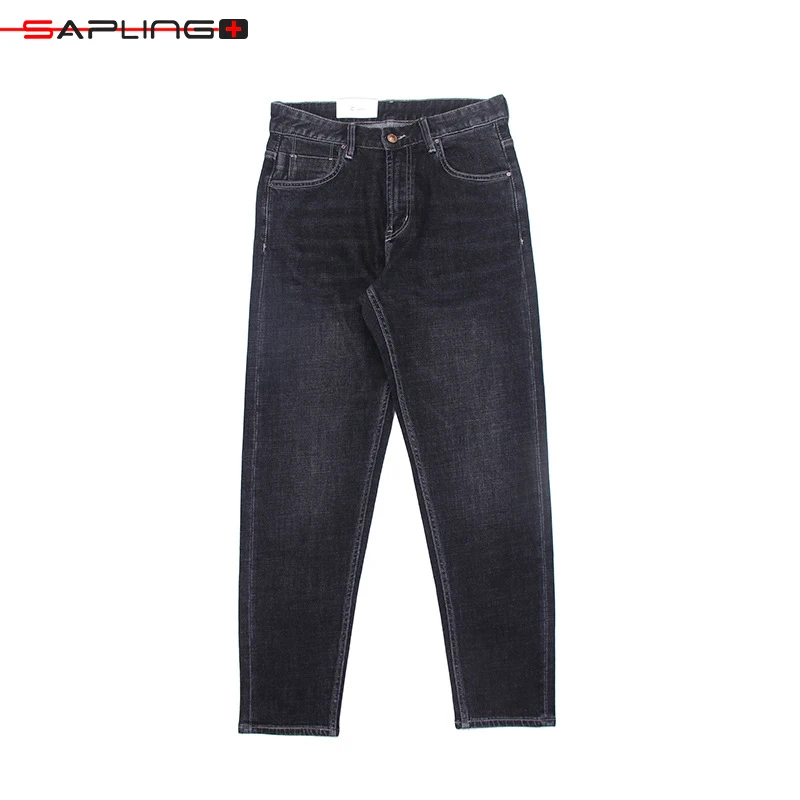 

Men Fashion Jeans Autumn Winter New Men's Jeans Gray Black Loose Straight Denim Trousers Casual Business Elastic High Waist Pant
