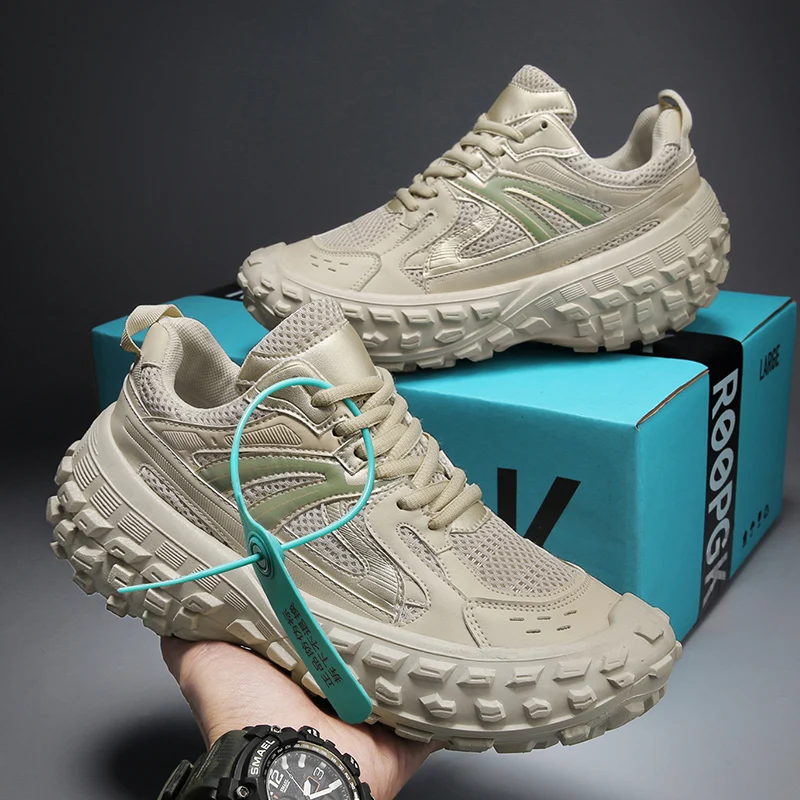Tire Sneakers for Men Mesh Thick-soled Sports Shoes Casual Dad Shoes Students Four Seasons Hiking Runing Shoes Free Shipping