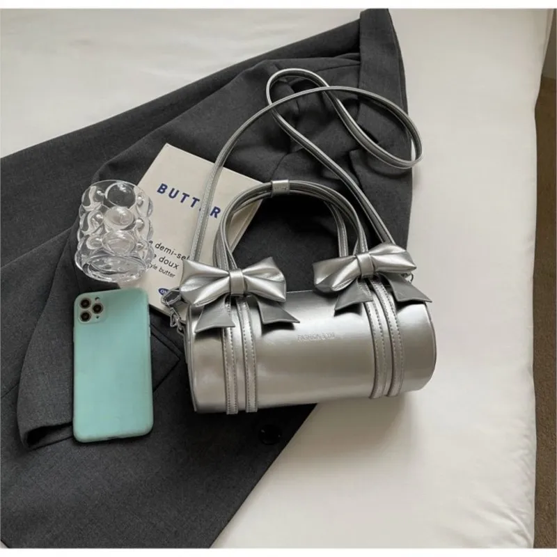 JIAERDI Милая крутая ручная сумка с бантом Y2k Женская милая кожаная мягкая