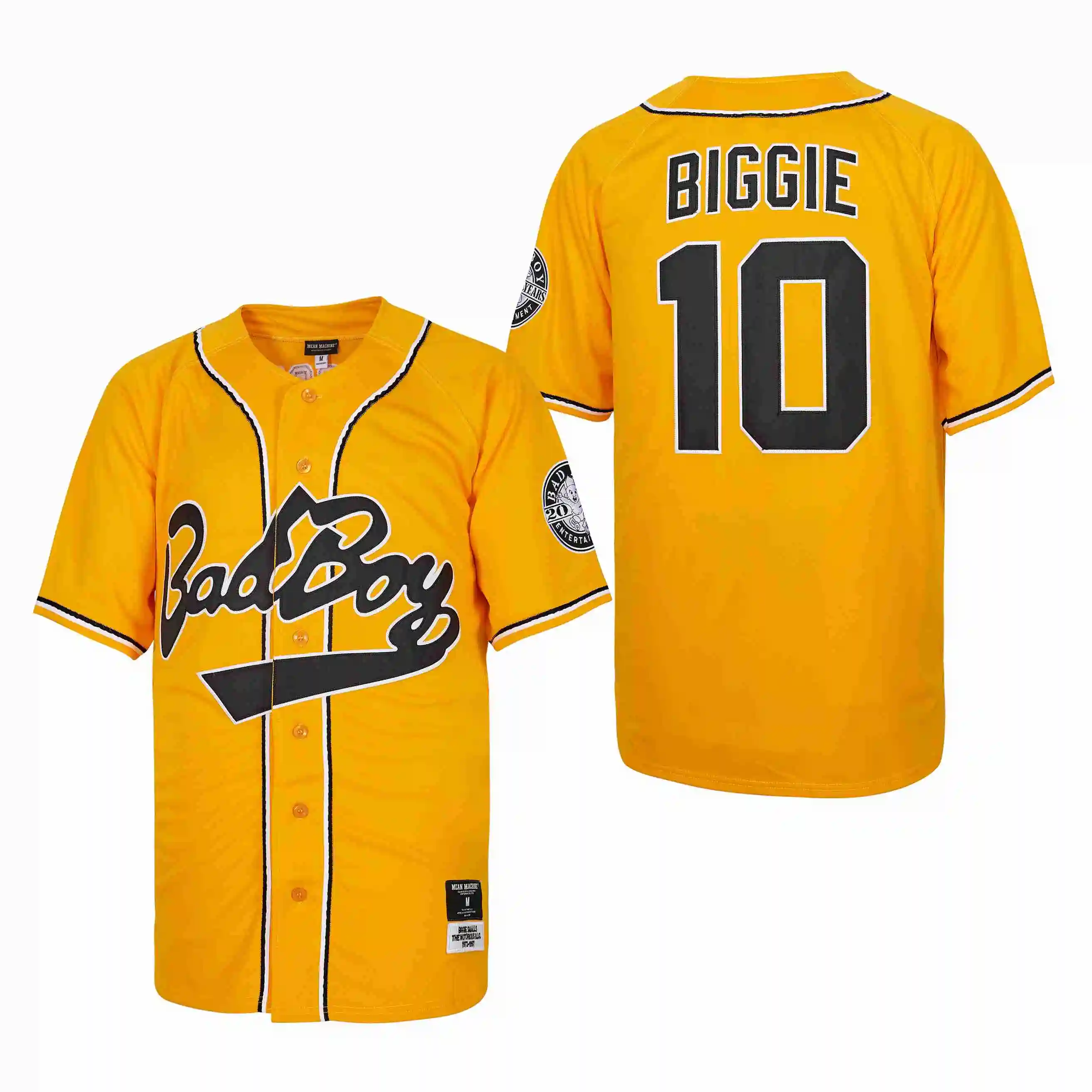 

2023 BG baseball Jerseys Bad Boy 10 Biggie Smalls Jersey Sewing Embroidery Outdoor Sportswear Hip-hop yellow New summer