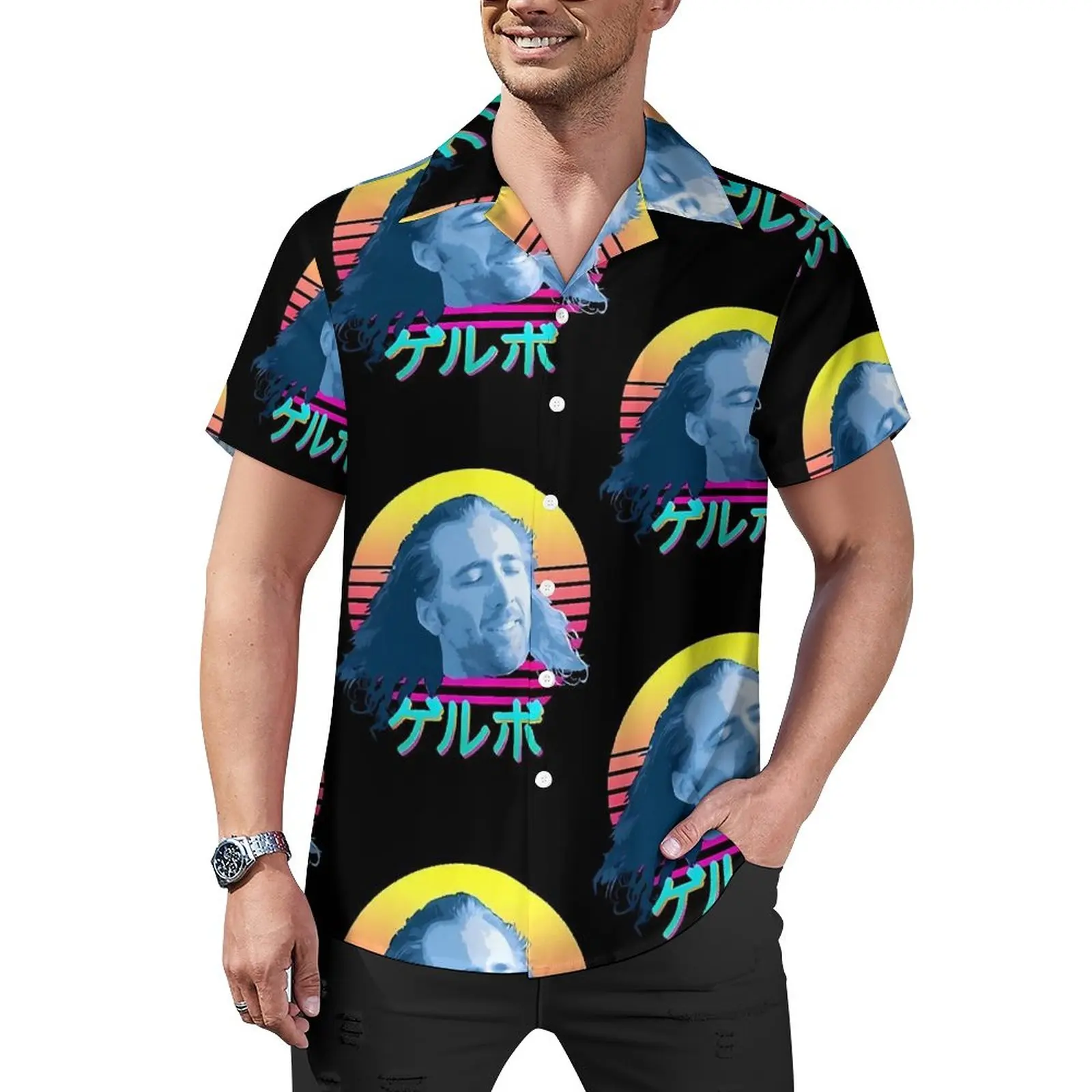 

Рубашка для отпуска Николаса Кейджа, Гавайские повседневные рубашки для киносъемки, мужские модные блузки с коротким рукавом, Графические Топы, большой размер 4XL