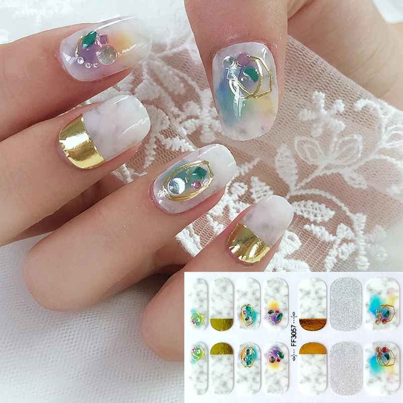 

Matallic Full Cover Nail Stickers Classic Self Adhesive Nail Decals Creative Flash Nail Art Decoration Flower Purple Nail Wraps