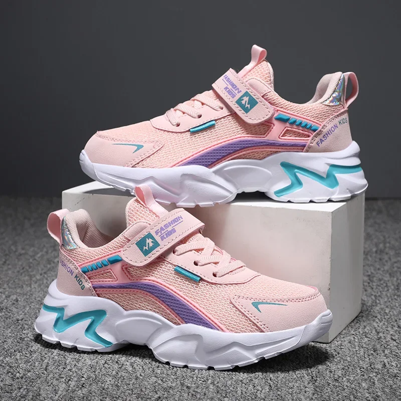 

Kids Casual Pink Girls Running Shoes 2023 New Breathable Mesh Sneakers Summer Student's Children Boys Sport Walking Footwear