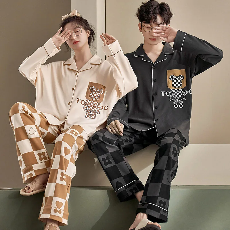 Lovers pajamas long-sleeved clothes that occupy the home and women in  spring and autumn yards men leisurewear qiu dong outfit