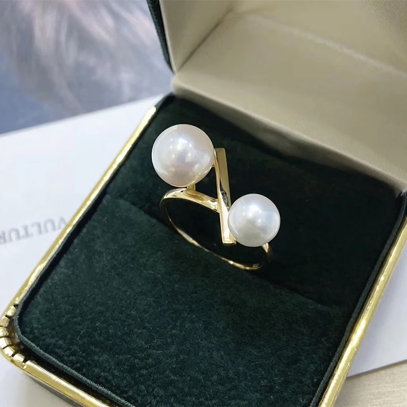 

MeiBaPJ New Arrival Fashion Real Natural Freshwater Pearl Balance Beam Ring Fine 925 Sterling Silver Jewelry For Women