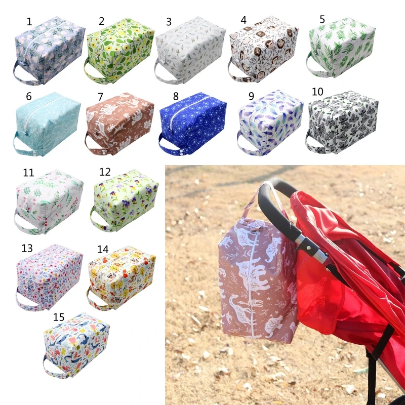 

Reusable Cloth Diaper Wet Dry Bags Large Hanging with Buttons for Stroller Waterproof Pod Cloth Diaper Bag Zippered Pockets 87HD