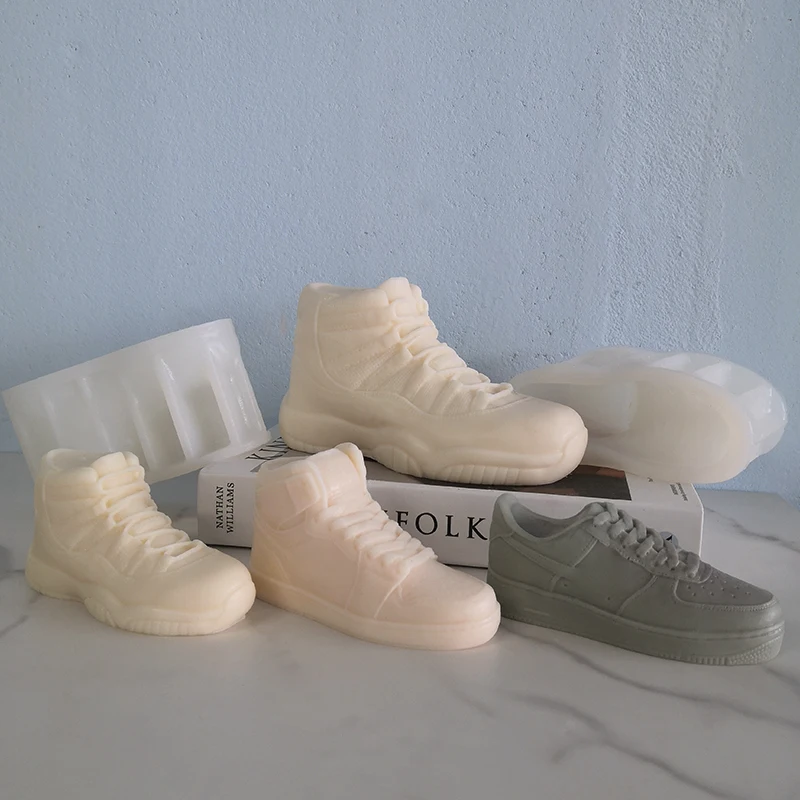 

3D Basketball Shoes 18cm Sneaker Silicone Mold DIY Aroma Candle Plaster High Top Sport Shoe Gypsum Epoxy Resin Mould