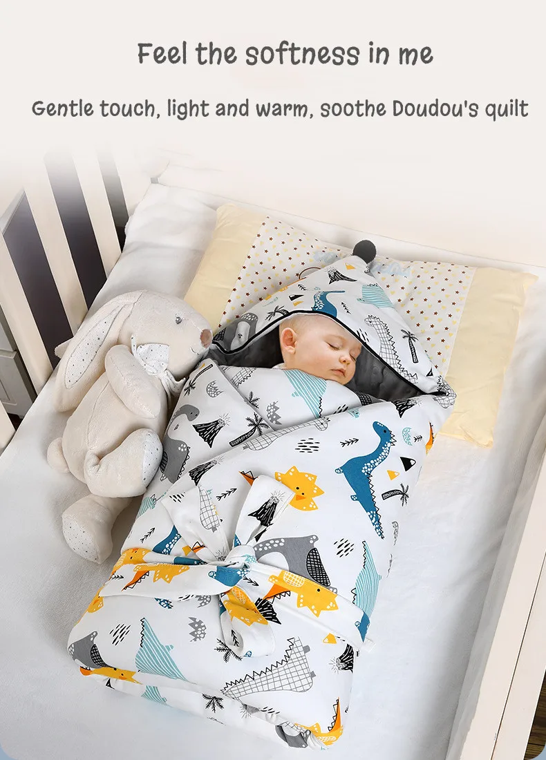 

Baby hug by autumn and winter thickened beanie velvet newborn anti-shock swaddle wrap