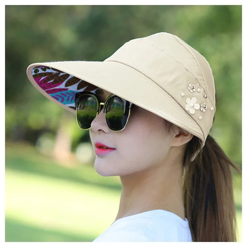 

Пляжная шляпа для защиты от солнца, летняя шляпа от солнца, новинка, Женская Складная Солнцезащитная шляпа с защитой от УФ-лучей, козырек, шляпы от солнца