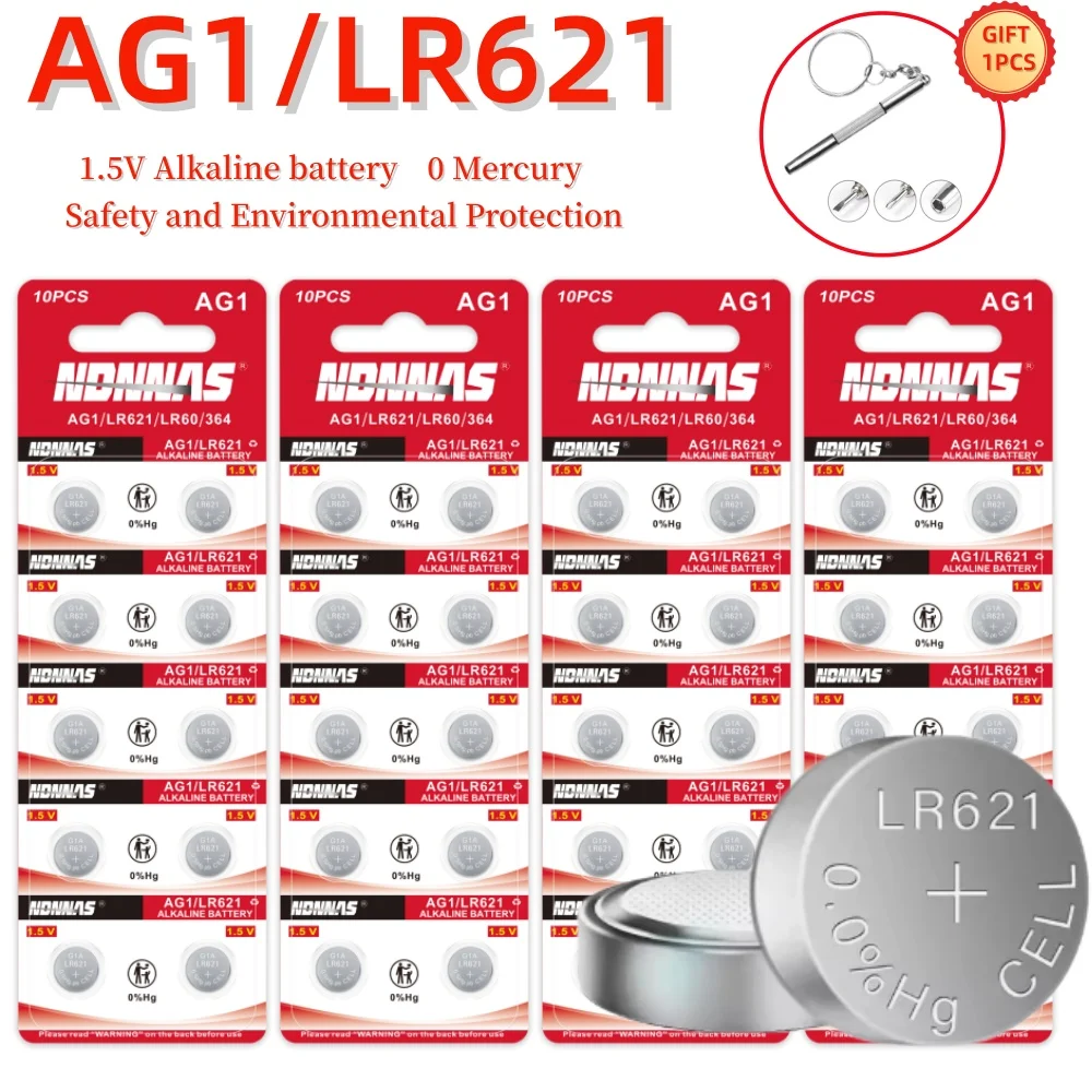 Фото 5-200 шт. батареек AG1 LR621 LR60 164 1.5V щелочных кнопочных элементов, также подходит для 364 SR621SW V364 SR60 CX60 для часов, калькуляторов, лазерных игрушек, брелоков. №1