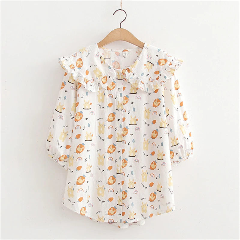 

Cartoon Printed Short Sleeved Shirt For Women's 2023 Summer New Korean Version Loose Fitting Casual Age Reducing Top Blouse