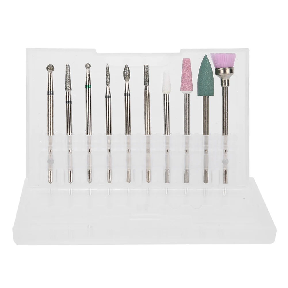 

10pcs Nail Art Grinding Head Dead Skin Removal Nail Drill Bits Sanding Polishing Head Set