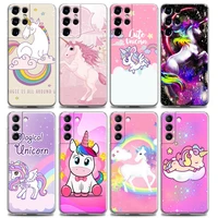 clear phone case for samsung s9 s10 4g s10e s20 s21 plus ultra fe 5g m51 m31 s m21 soft silicone compact lovely rainbow unicorn