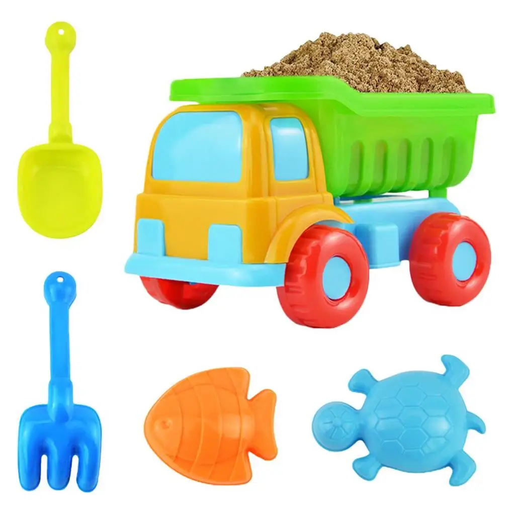 

5pcs Sand Toy Waterproof Children’s Beach Toys Water Wheel Colorful Sand Digging Tools Wear-resistant Dump Truck Boys