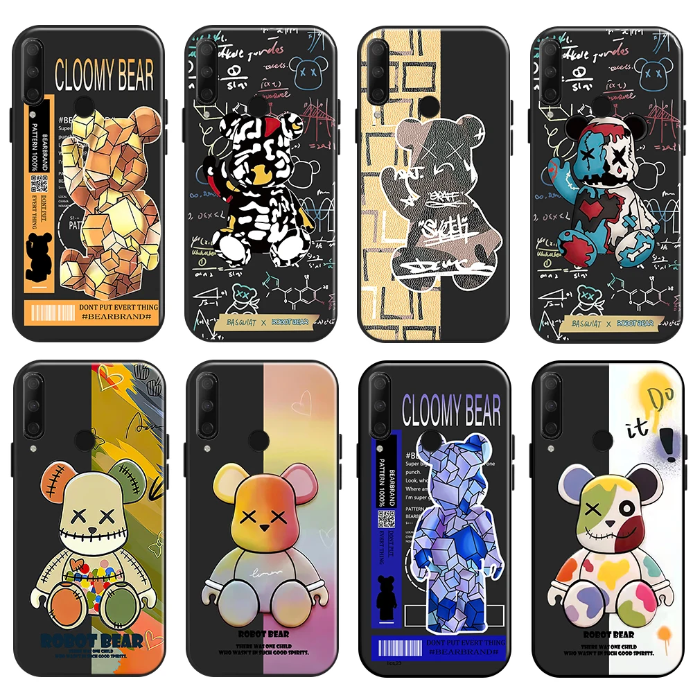 

Luxury Fashion Cool Bear Phone Case For Huawei Honor 10X 9X Pro Lite Honor 8X Black Carcasa Soft Funda Back Liquid Silicon