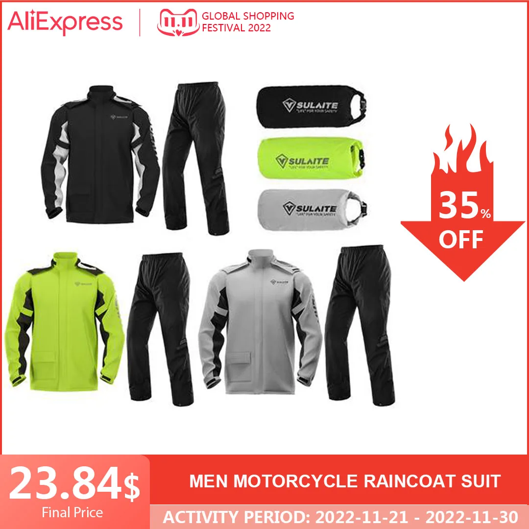 

Motorcycle Raincoat Men Motorcyclist Rider Suit Waterproof Full-body Raincoat+Rain Pants Biker Off-road Rain Cover Jacket Suit