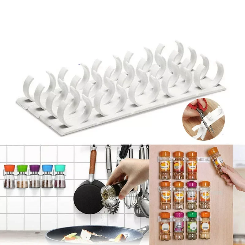 

2/4 Layers Spice Rack Organizer Wall Cabinet Door Hanging Spice Jars Clip Hooks Set Storage Holder Gripper Kitchen Accessories