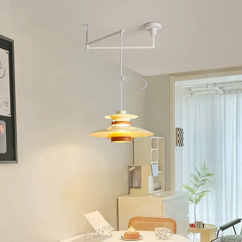 Люстра в скандинавском стиле с длинным выдвижным стержнем складные вращающиеся