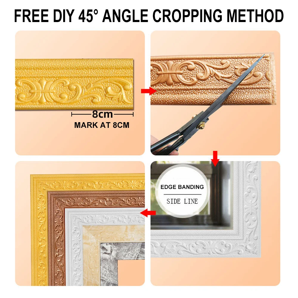 10m 3D Wall Trim Line Skirting Border Self Adhesive Waterproof Baseboard Wallpaper Sticker For Living Room Home Decoration | Дом и сад