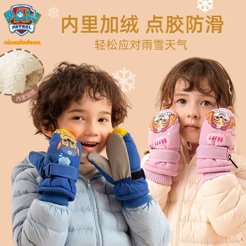 

2022 Paw patrol Thermal Ski Gloves Children Kids Winter Fleece Waterproof Warm Child Snowboard Snow Gloves Fingers for Skiing