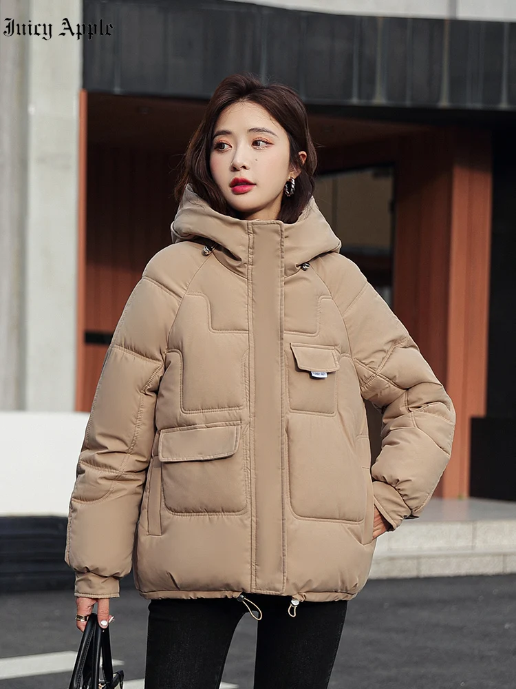 Short Parkas Woman Winter 2022 New Jackets Casual Thick Warm Hooded Solid Coats Female Clothing Streetwear Outwear Loose Jacket