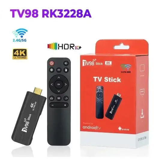 TV98 Android 12.1 TV Stick 4K HD 2 ГБ 16 ТВ-приставка 4G 5G Dual Wifi Smart Box Медиаплеер ТВ-приемник PK M98