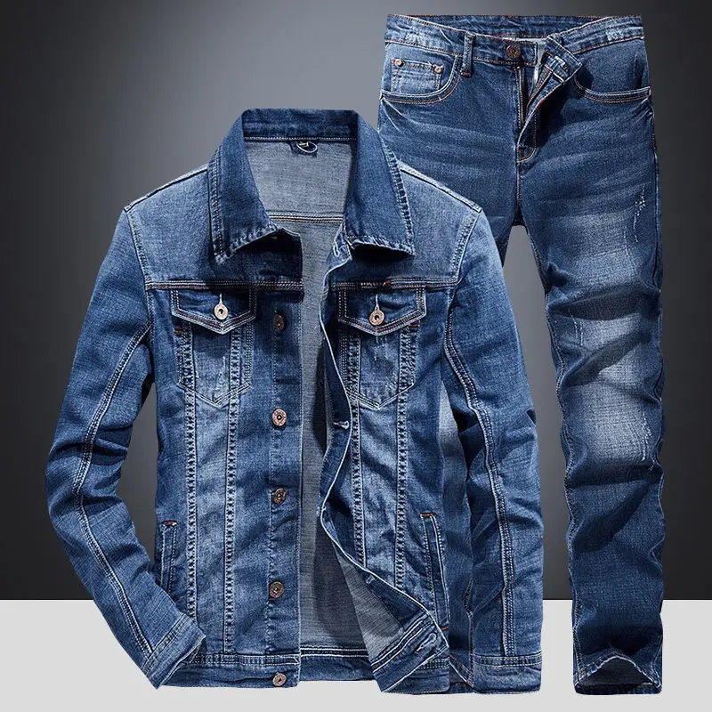 Spring and Autumn New Men's Denim Suit Youth Casual Loose Large Size Versatile Student Trend Outerwear Cool Jacket Suit