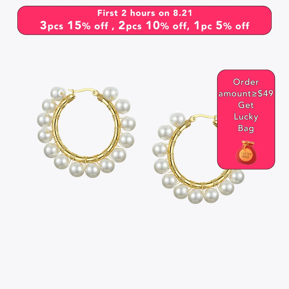 

ENFASHION Pearl Hoop Earrings For Women Gold Color Statement Big Circle Hoops Earings Fashion Jewelry Aros De Moda 2020 E191099