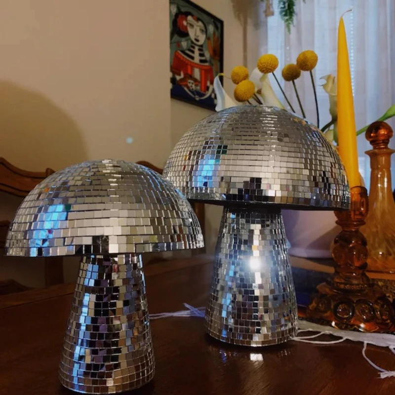 

20/15CM Mushroom Disco Ball Party Room Table Decor Mirror Disco Ball Photography KTV Bar DJ Lighting Reflection Mirror Ball