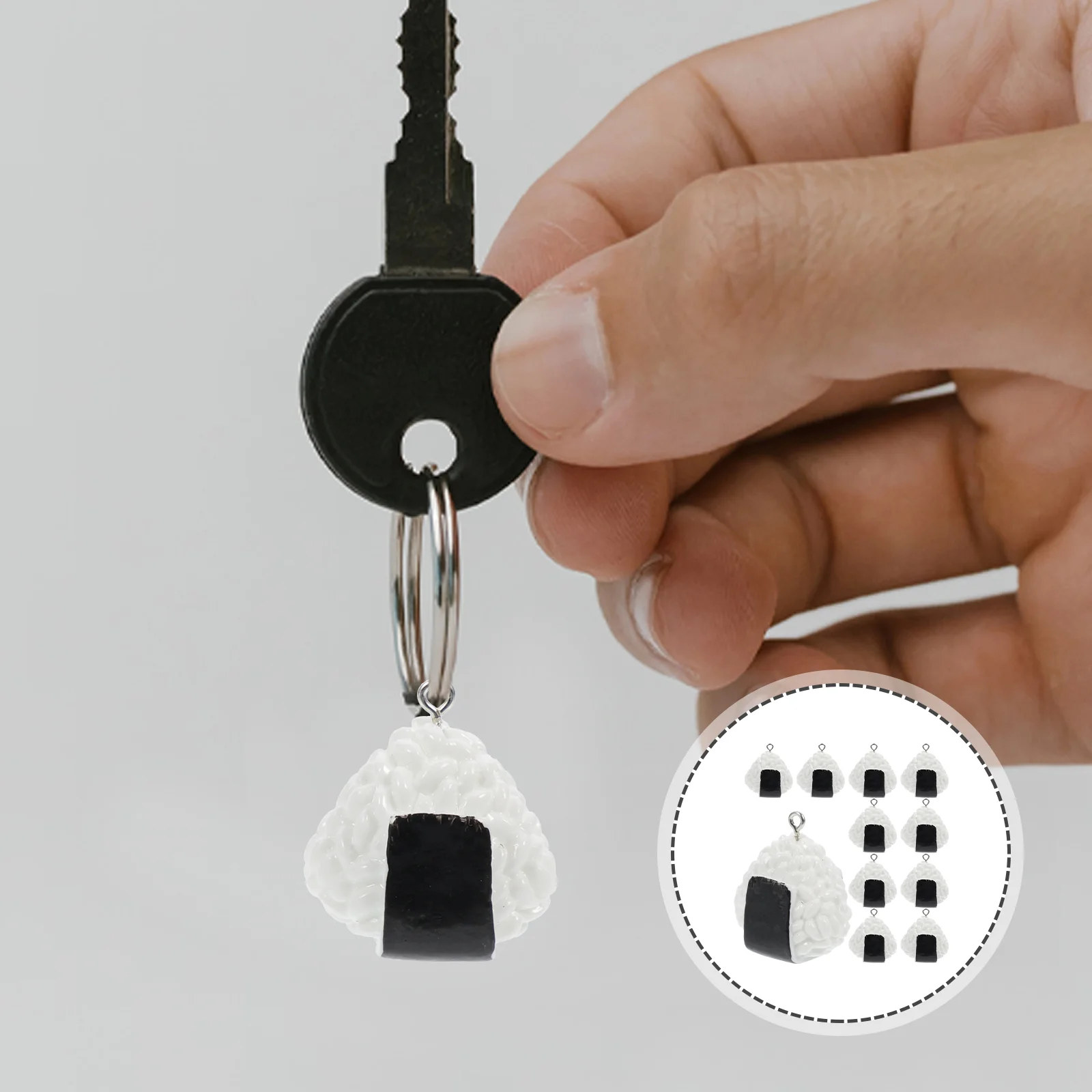 

10 Pcs House Imitation Sushi Rice Ball Pendant Clasp Necklace Fake Food Charms Resin