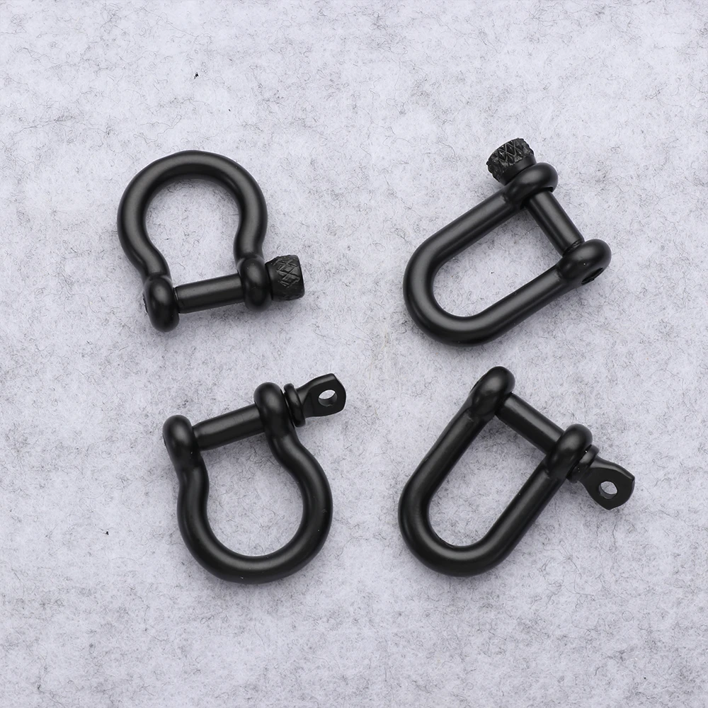

Solid Carabiner D Bow Staples Stainless Steel Shackle Fob Outdoor Bracelet Buckle Keychain Hook Key Ring Screw Joint Connector