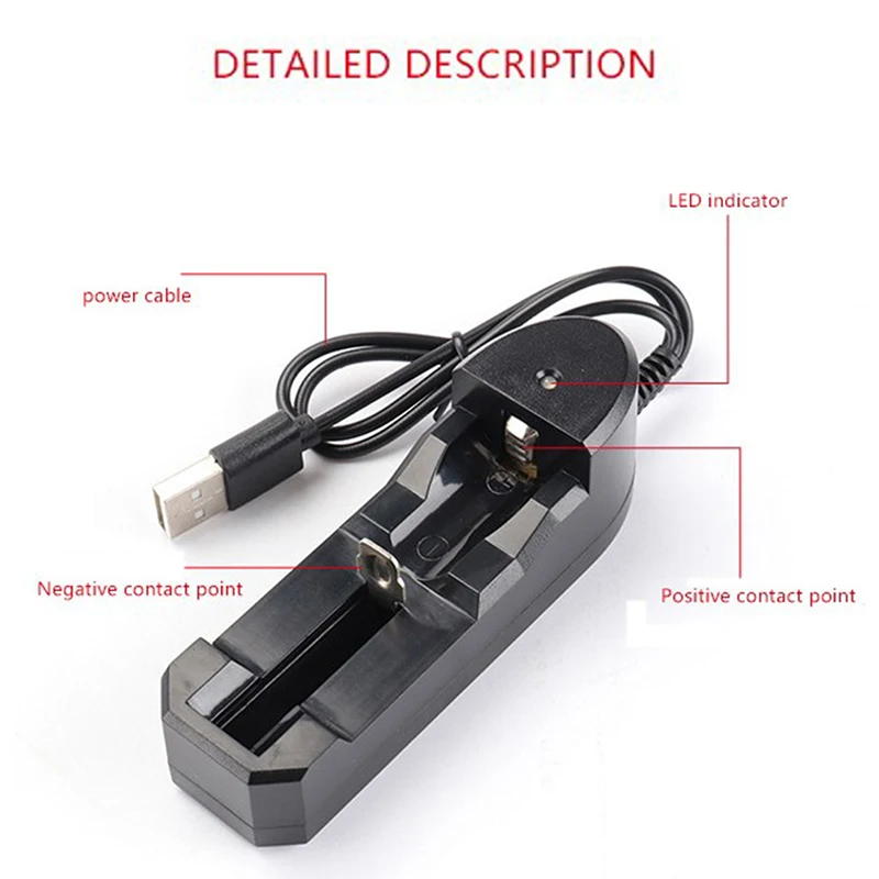 

High Quality 18650 Battery Charger Black 1 Slots For 18650 Charging 3.7V Rechargeable Lithium Battery Charger