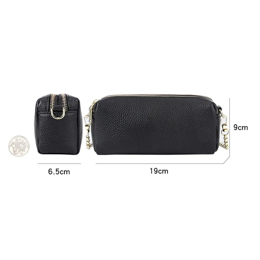 Monedero Women Fashion Chain Bag Head Layer Cowhide Pillow Bags Large Cpacity All-match Money Pouch Design Suitable For Dating