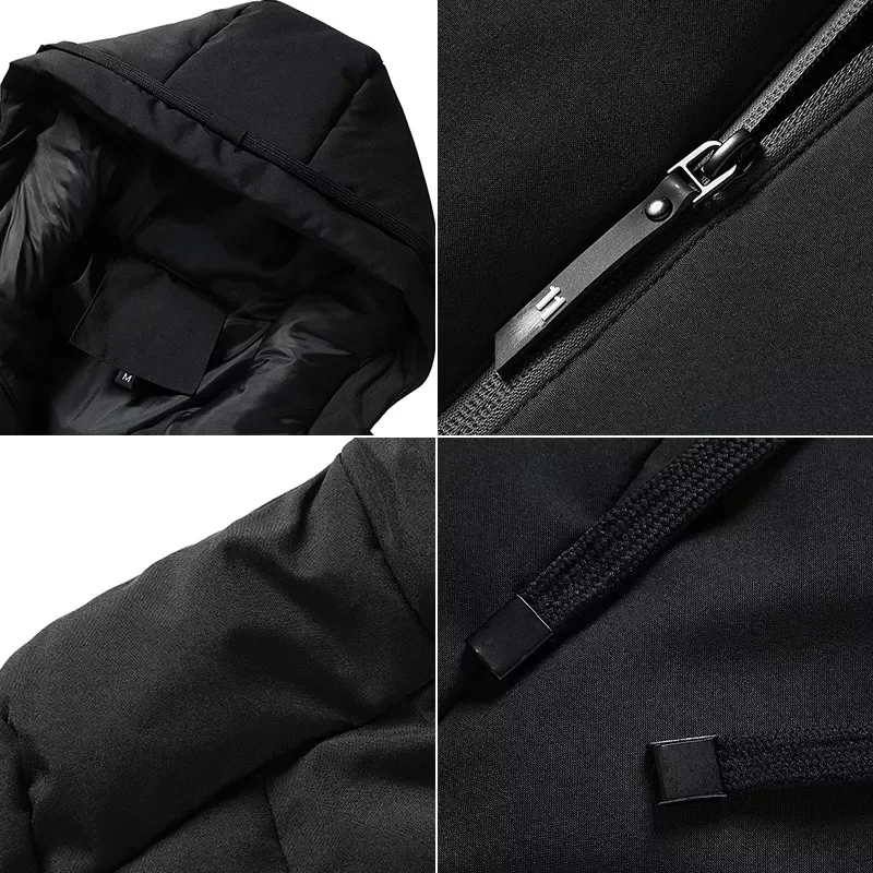 New2022 2022 New Men Parkas Solid Color Thick Jacket Mens Casual Warm Windproof Outwear Zipper Coat Male Cotton-Padded Clothing