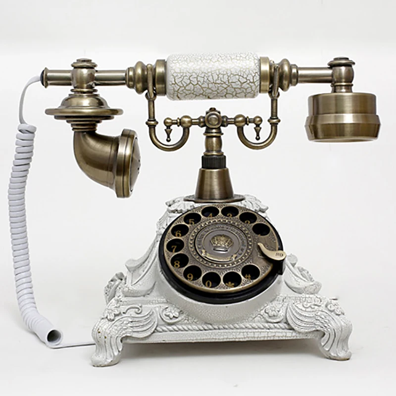 european antique telephone rotary dial design retro landline phone with mechanical ring speaker and redial function for home free global shipping