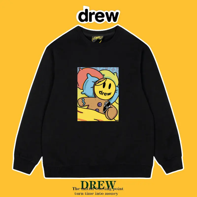 

2022 new fashion drew tide brand Justin with smiling face long-sleeved vibe style student top all-match coat sweater