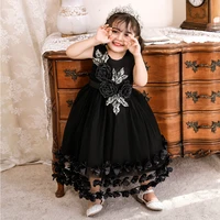luxury black flower girls dresses for wedding handmade flowers first communion dresses pageant gowns
